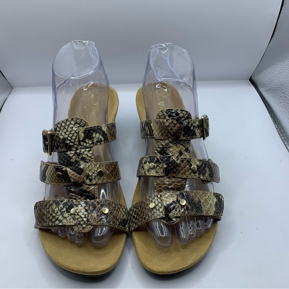 Vionic Sandals Womens 6 Radia Wedge Adjustable Triple Strap Snake skin - Picture 3 of 8